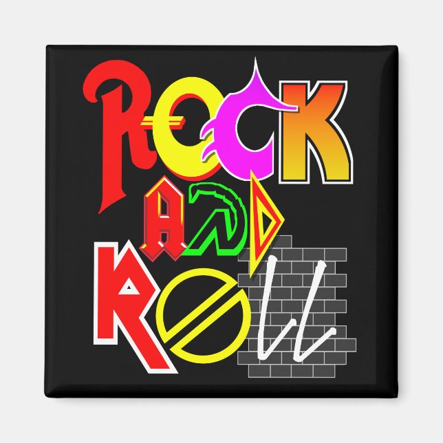 Rock and roll Magnet (svart) (Framsidan)