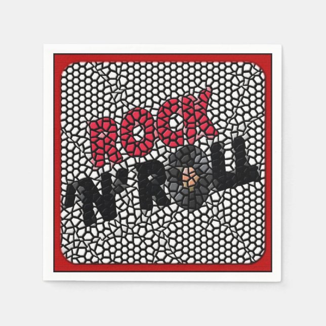 Rock and roll Mosaic Retro Party Napkins Pappersservett (Framsidan)