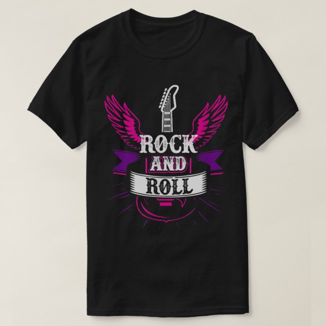 Rock and roll Music Guitar 1 T Shirt (Design framsida)