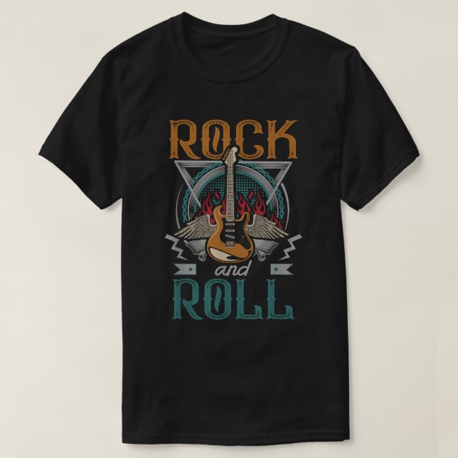 Rock and Roll Music Tee | Guitar & Wings (Design framsida)