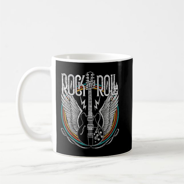 Rock And Roll Musik Gitarr Kaffemugg (Vänster)