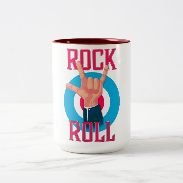 Rock and roll Ondskans horn Två-Tonad Mugg (Center)