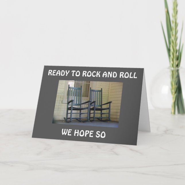 ROCK AND ROLL PÅ DIN BIRTHDAY "GROUP CARD" KORT (Framsida)
