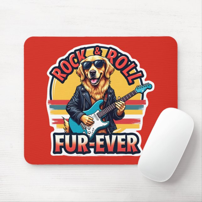 Rock and roll Päls-nånsin Golden Retriever Hund Musmatta (Med mus)