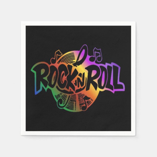 Rock and roll Rainbow Music Theme Napkins Pappersservett (Framsidan)