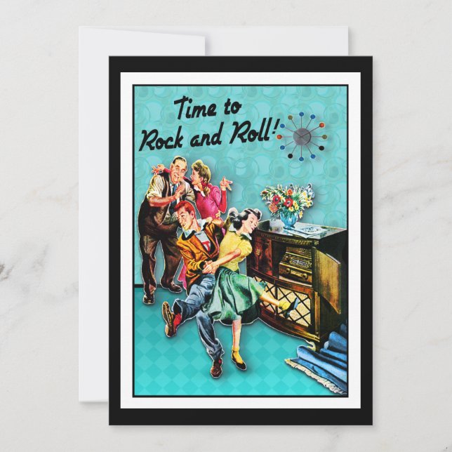 Rock and roll Retro Jukebox Party Anpassningsbar Inbjudningar (Framsida)