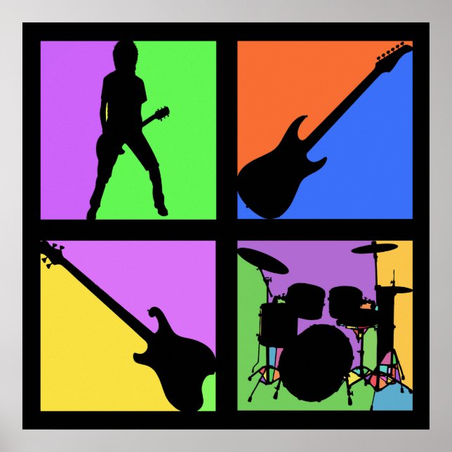 ROCK AND ROLL RETRO SQUARES POSTER (Framsidan)