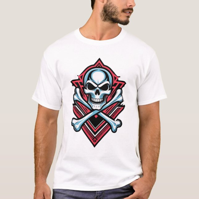 Rock and roll Skull & korsben Tatto T-Shirt De (Framsida)