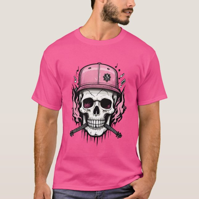 Rock and roll Skull T-Shirt Cracks Ansikte (Framsida)