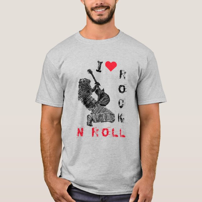 Rock and roll T-Shirt med Rock musik Guitarist (Framsida)