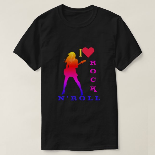 Rock and roll T-Shirt Rock musik Guitarist Girl (Design framsida)