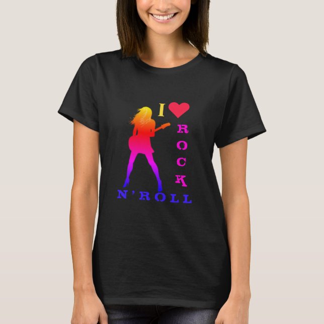 Rock and roll T-Shirt Sten Guitar Player Girl (Framsida)