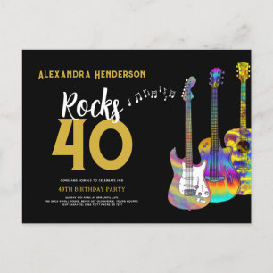 Rock and Roll tematiskt 40-års födelsedagsfirande Inbjudan Vykort