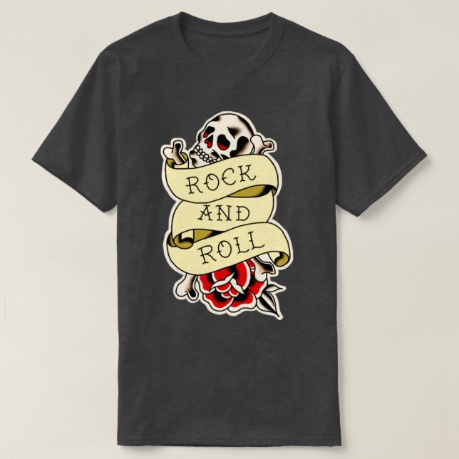 rock and roll traditionell tatuering t shirt (Design framsida)