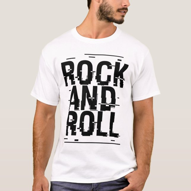 Rock and Roll typografisk logodesign  T Shirt (Framsida)