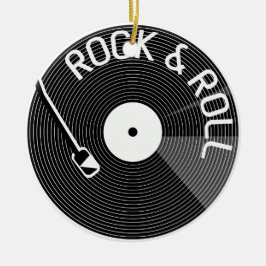 Rock and roll vinylpost julgransprydnad keramik