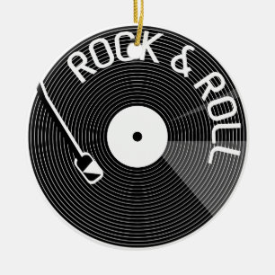 Rock and roll vinylpost julgransprydnad keramik