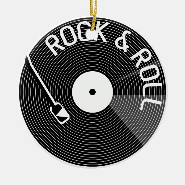 Rock and roll vinylpost julgransprydnad keramik (Framsidan)