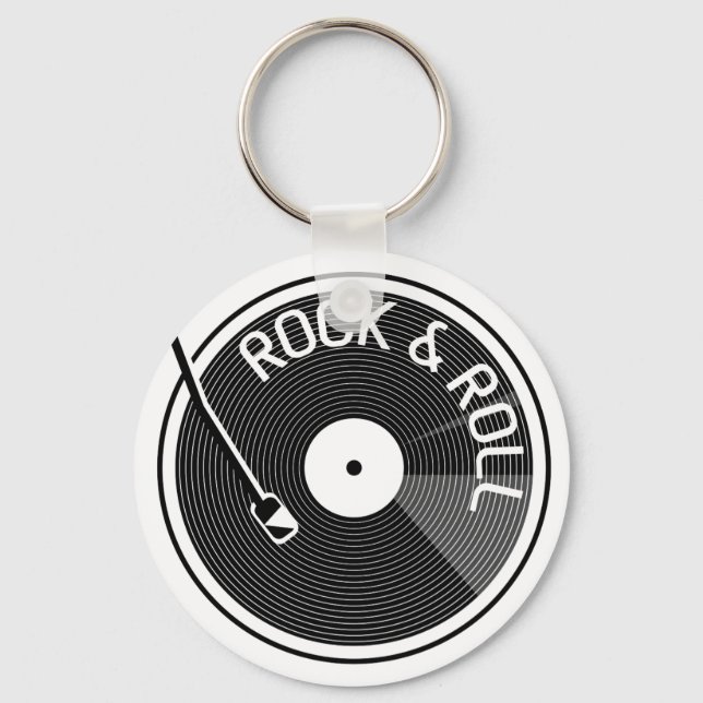 Rock and roll vinylpost nyckelring (Framsida)