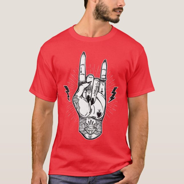 Rock And Rollshirt Festival Art Devil Hornsattooee T Shirt (Framsida)