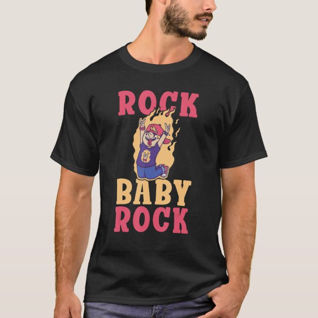 Rock Baby Rock and Roll Rocker T Shirt (Framsida)