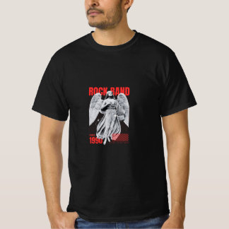 Rock Band Angel Grafisk Svart T-Shirt för män
