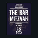 Rock Band Bar Mitzvah Spara datum Alla typer Meddelande Vykort<br><div class="desc">Varje stor Bar Mitzvah börjar med en liten buzz. Skapa din egen med detta "spara datum"-kort och se till att dina vänner och familj hamnar på första raden. Vem är redo att rocka Bimah? Han är. Gör honom till en stjärna och hans Bar Mitzvah till en oförglömlig händelse. Denna Bar...</div>