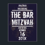 Rock Band Bar Mitzvah Spara datum Alla typer Meddelande Vykort<br><div class="desc">Varje stor Bar Mitzvah börjar med en liten buzz. Skapa din egen med detta "spara datum"-kort och se till att dina vänner och familj hamnar på första raden. Vem är redo att rocka Bimah? Han är. Gör honom till en stjärna och hans Bar Mitzvah till en oförglömlig händelse. Denna Bar...</div>