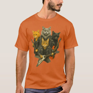 Rock Band Cats Funny Guitar Music Lover Cat funny T Shirt