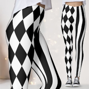 Rock Band Stegkläder Svart Vit Jester Leggings