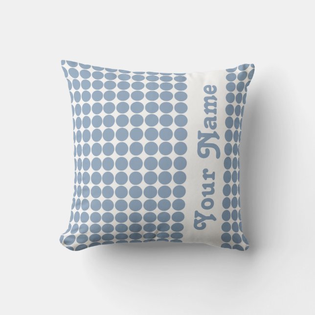 Rock Blue Safari Dots med anpassad text Kudde (Framsida)