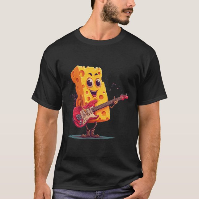 Rock Cheddar-kostym för elgitarr och ost T Shirt (Framsida)