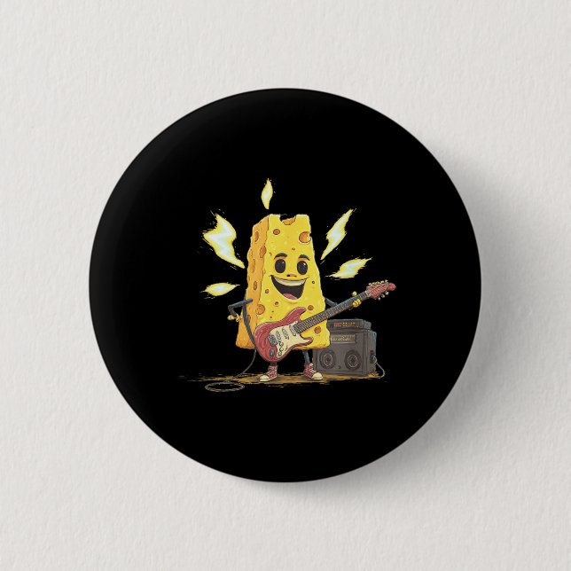 Rock Cheese med förstärkare och elgitarr-grafik Knapp (Framsida)