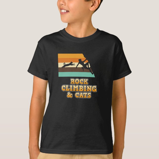 Rock Climbing And Cats Mountain Climber Lover Grap T Shirt (Framsida)