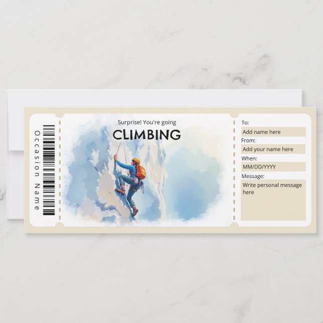 Rock Climbing Gift Certificate Inbjudningar (Framsida)