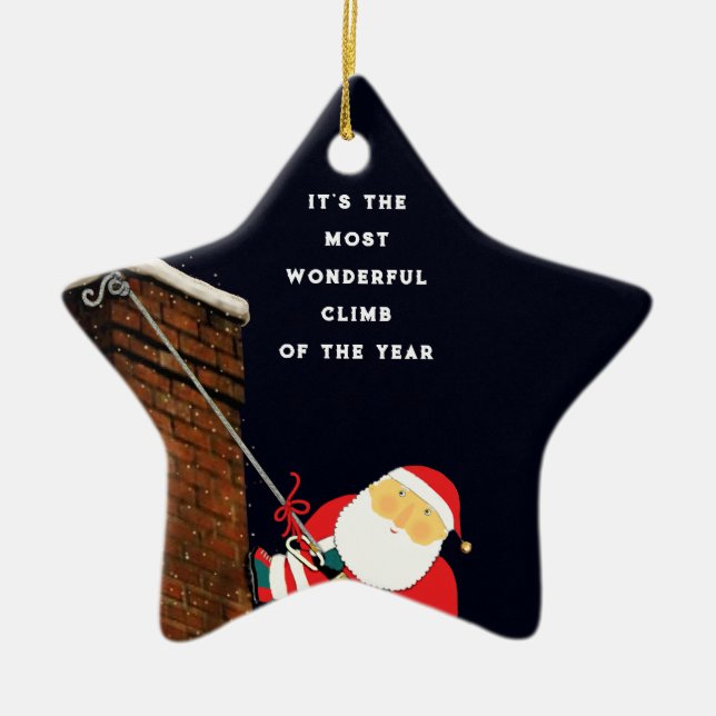 Rock Climbing Holiday Gift Julgransprydnad Keramik (Framsidan)