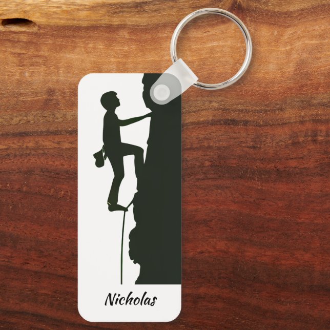 Rock Climbing Mountain Climber Silhouette  Nyckelring (Baksida)