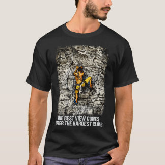 Rock Climbing Reaching For The Mountain Summit T Shirt