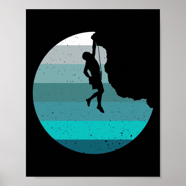 Rock Climbing Retro Bouldering Climber Vintage Sty Poster (Framsidan)