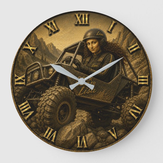Rock Crawler Funny Mona Lisa Off-Road 4x4  Stor Klocka (Framsida)
