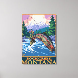 Rock Creek MontanaFly fiskeplats Canvastryck