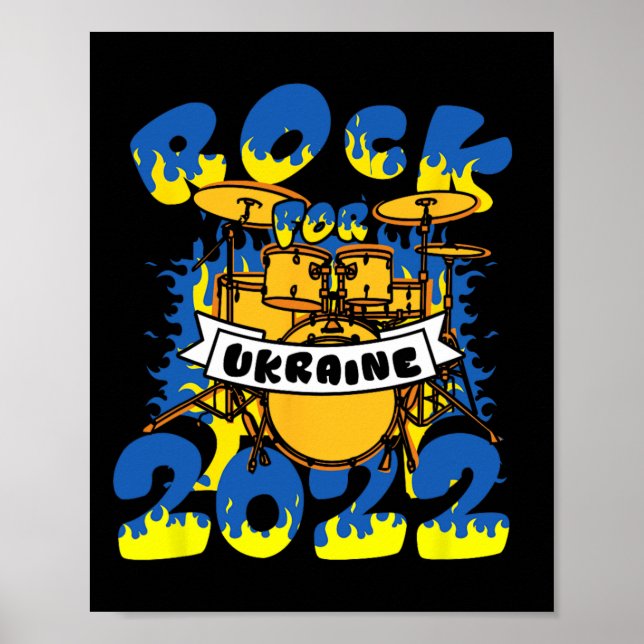 Rock For Ukraina Trumset Instrument Ukraina Flagga Poster (Framsidan)