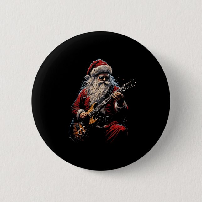 Rock Gitarr Tomte Spelar Gitarr - Rolig Jul Knapp (Framsida)