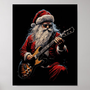 Rock Gitarr Tomte Spelar Gitarr - Rolig Jul Poster