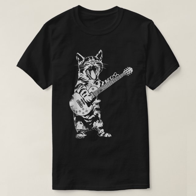 Rock Guitar Cat Funny Music Design T Shirt (Design framsida)