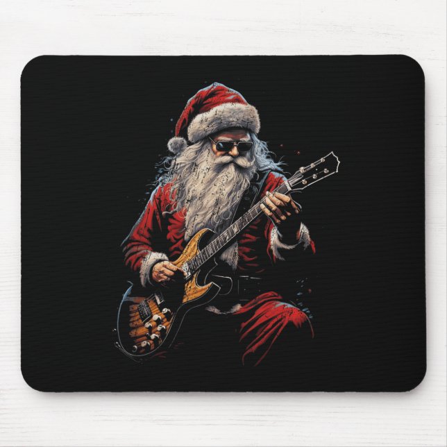 Rock Guitar Santa Claus Playing Guitar - Funny Chr Musmatta (Framsidan)