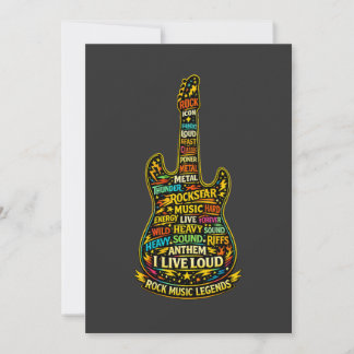 Rock Guitar Typography Art Inbjudningar