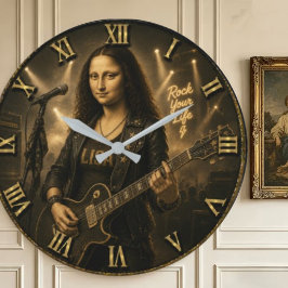 Rock Guitarist Funny Mona Lisa Music Player Gift Stor Klocka