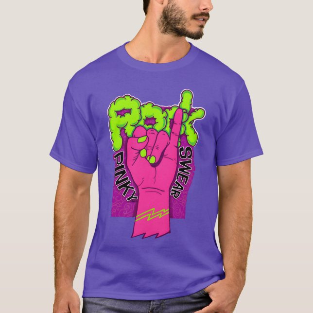 Rock hand pink retro t shirt (Framsida)