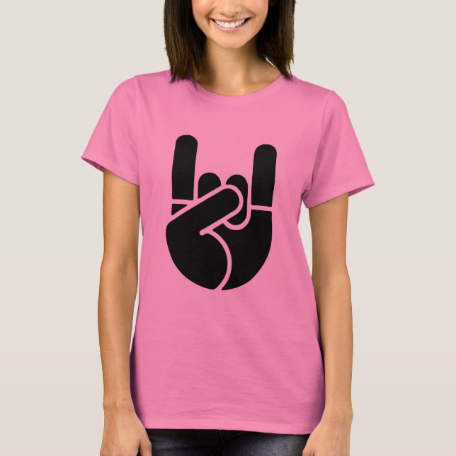 Rock Hand Schablon Tee Shirt (Framsida)